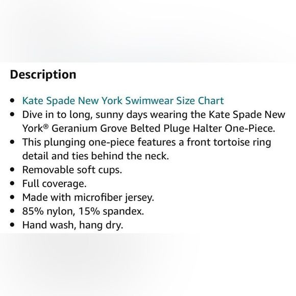 ☀️☀️☀️ Kate Spade Geranium Grove Belted Plunge Halter One Piece - Picture 8 of 9